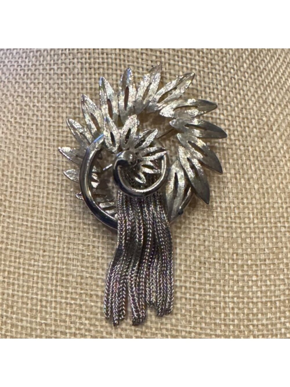 Vintage Park Lane Sunburst Fringe Tassel Brooch Silver Tone Statement Jewelry - Picture 2 of 9